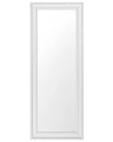 Wall Hanging Mirror White with Silver 50 x 130 cm Vertical Living Room Bedroom Dresser Gesso Finish Beliani