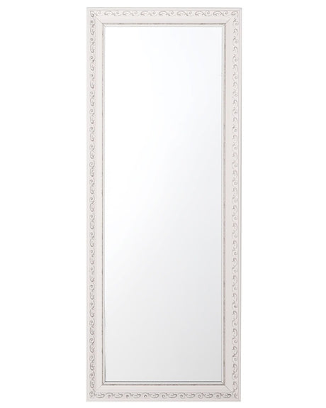 Wall-Mounted Hanging Mirror White with Silver 50 x 130 cm Vertical Living Room Bedroom Dresser Gesso Finish Beliani