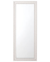Wall-Mounted Hanging Mirror Off-White with Silver 50 x 130 cm Vertical Living Room Bedroom Dresser Gesso Finish Beliani