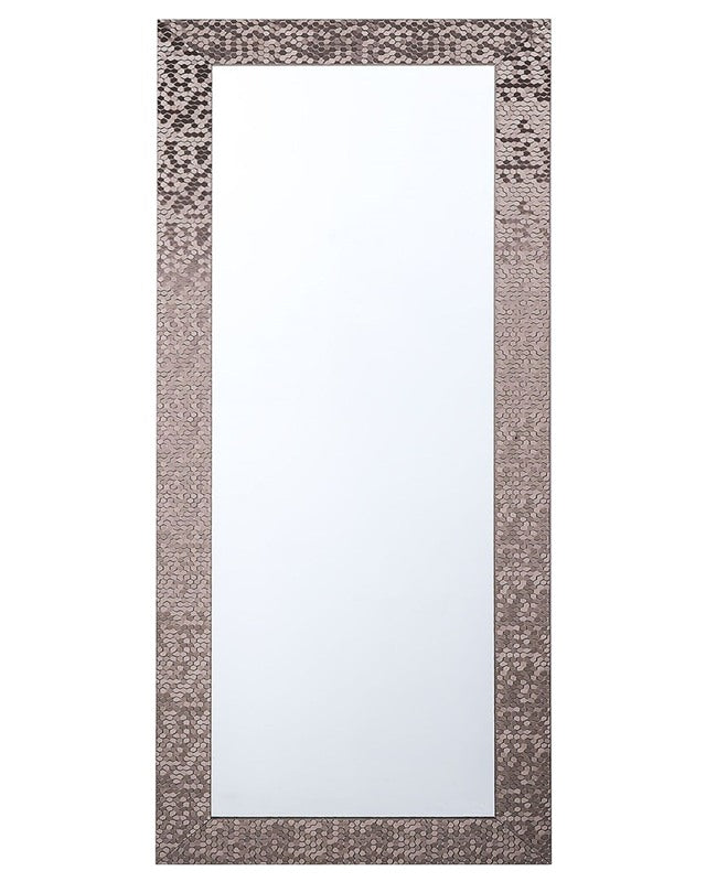 Wall Hanging Mirror Brown 50 x 130 cm Vertical Living Room Bedroom Dresser Gesso Finish Beliani