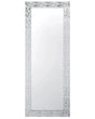 Wall Hanging Mirror Silver 50 x 130 cm Vertical Living Room Bedroom Dresser Gesso Finish Beliani