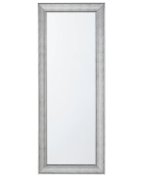 Wall Hanging Mirror Silver 50 x 130 cm Vertical Living Room Bedroom Dresser Gesso Finish Beliani