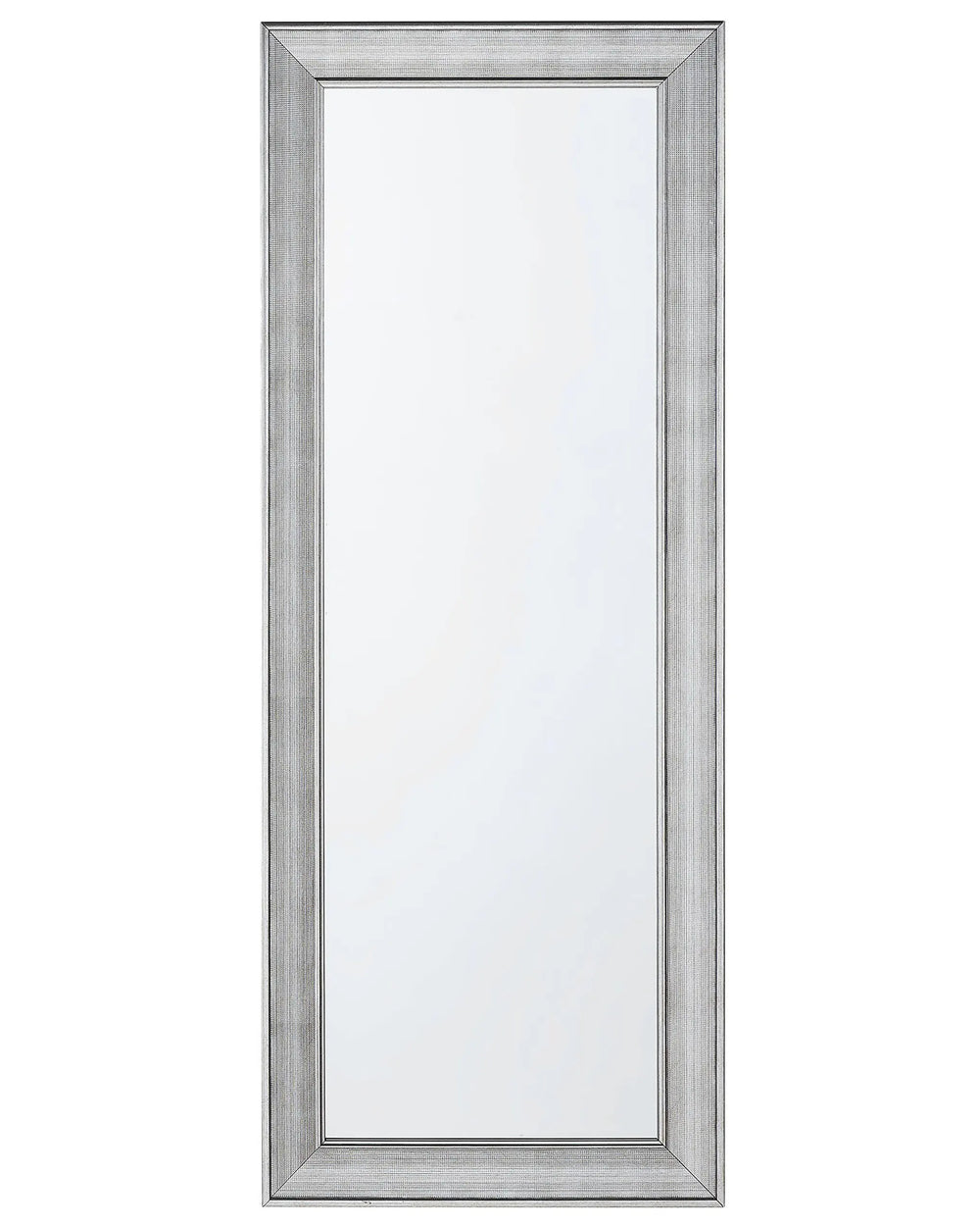 Wall Hanging Mirror Silver 50 x 130 cm Vertical Living Room Bedroom Dresser Gesso Finish Beliani