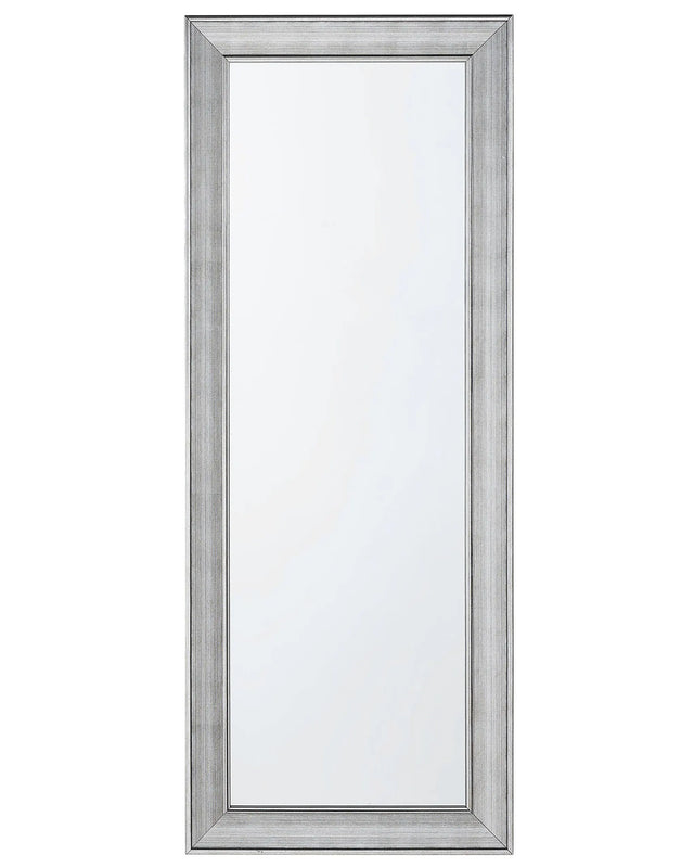 Wall Hanging Mirror Silver 50 x 130 cm Vertical Living Room Bedroom Dresser Gesso Finish Beliani
