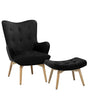 Wingback Chair with Ottoman Black Velvet Fabric Buttoned Retro Style Beliani