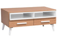 Coffee Table Light Wood with White 2 Drawers Shelves 100 x 60 cm Scandinavian Style Beliani