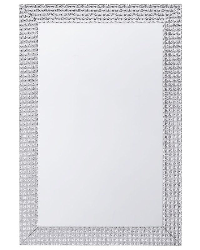 Wall-Mounted Hanging Mirror Silver 61 x 91 cm Vertical Living Room Bedroom Dresser Gesso Finish Beliani