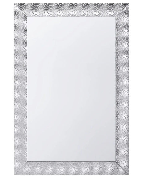 Wall-Mounted Hanging Mirror Silver 61 x 91 cm Vertical Living Room Bedroom Dresser Gesso Finish Beliani