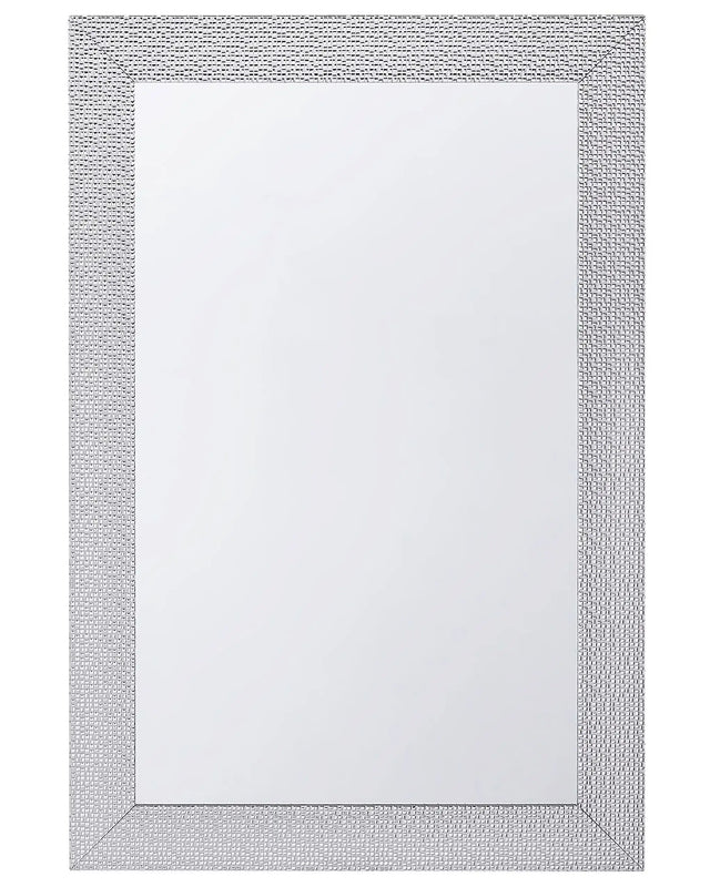 Wall-Mounted Hanging Mirror Silver 61 x 91 cm Vertical Living Room Bedroom Dresser Gesso Finish Beliani