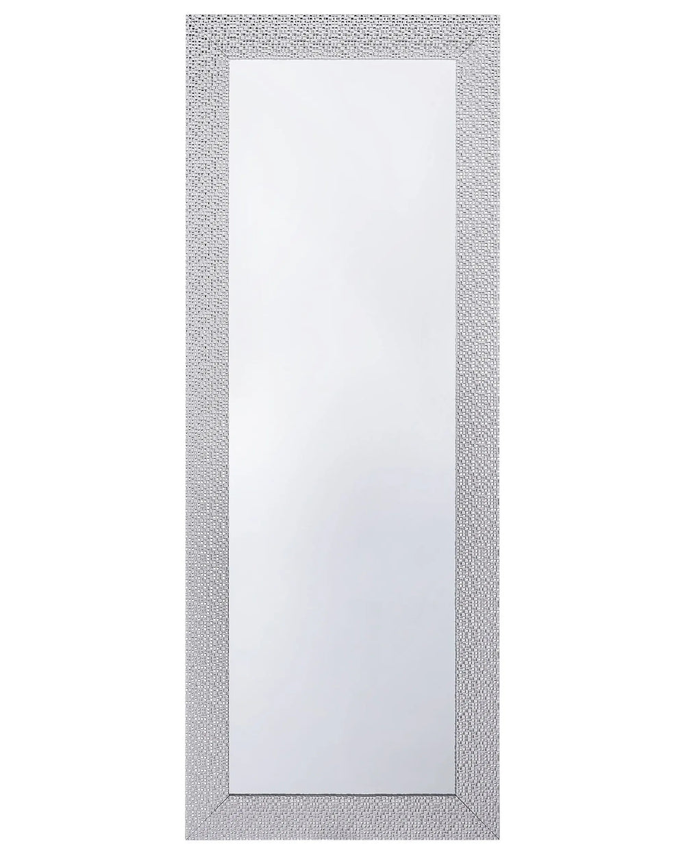 Wall-Mounted Hanging Mirror Silver 50 x 130 cm Vertical Living Room Bedroom Dresser Gesso Finish Beliani