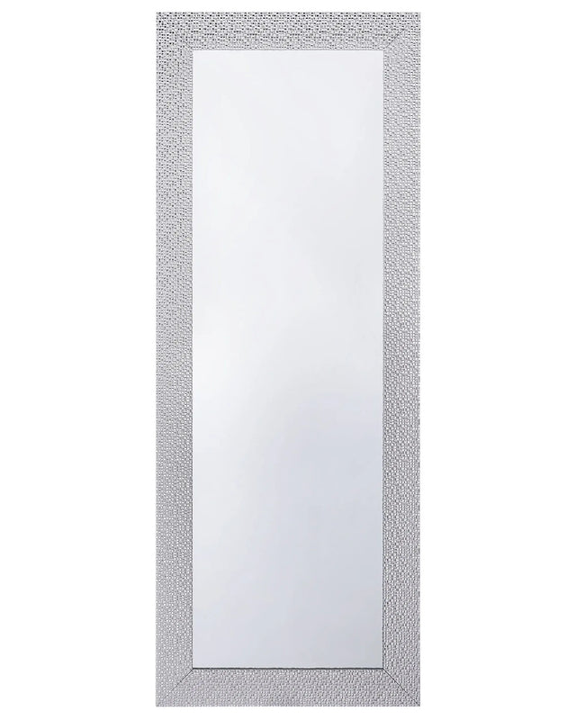Wall-Mounted Hanging Mirror Silver 50 x 130 cm Vertical Living Room Bedroom Dresser Gesso Finish Beliani