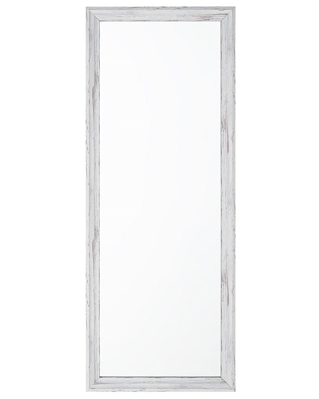 Wall Hanging Mirror White Wood Look 50 x 130 cm Rectangular Vertical Minimalistic Scandinavian Beliani