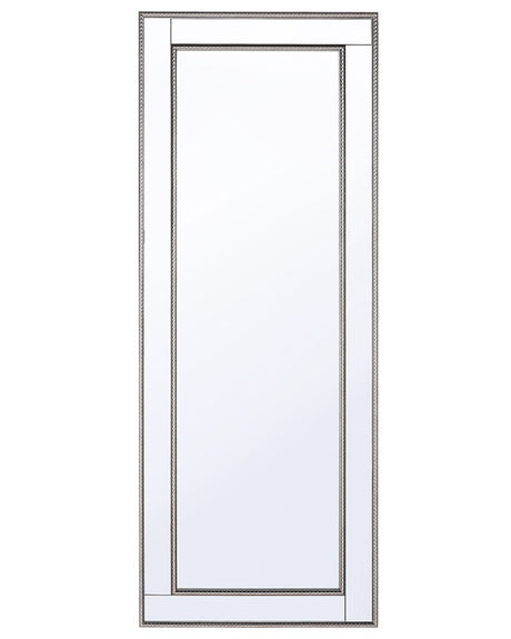 Wall Hanging Mirror Silver with Gold 50 x 130 cm Vertical Minimalistic Art Deco Bedroom Living Room Dresser Beliani