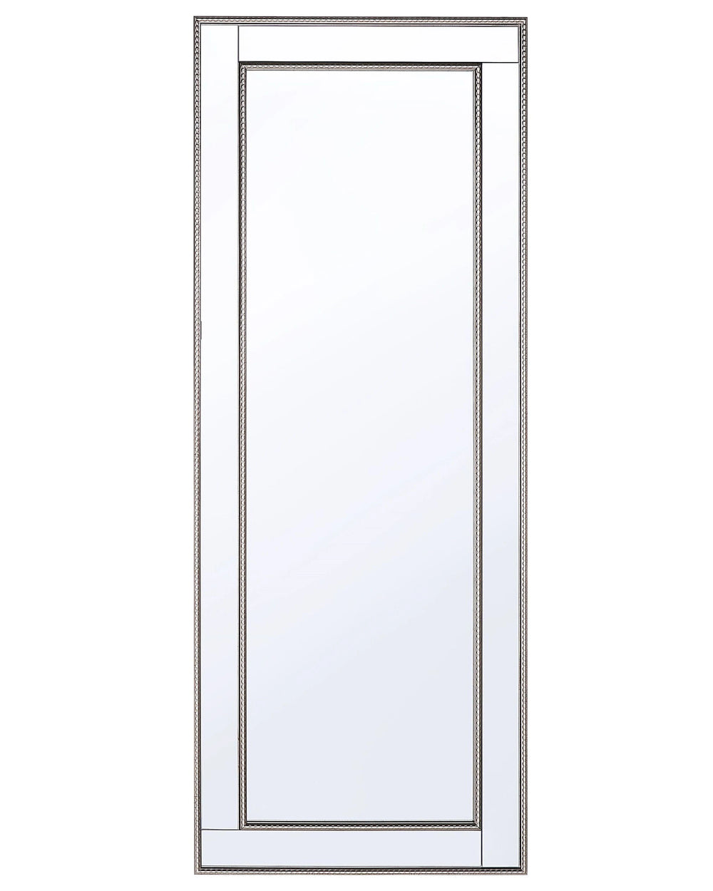 Wall Hanging Mirror Silver with Gold 50 x 130 cm Vertical Minimalistic Art Deco Bedroom Living Room Dresser Beliani