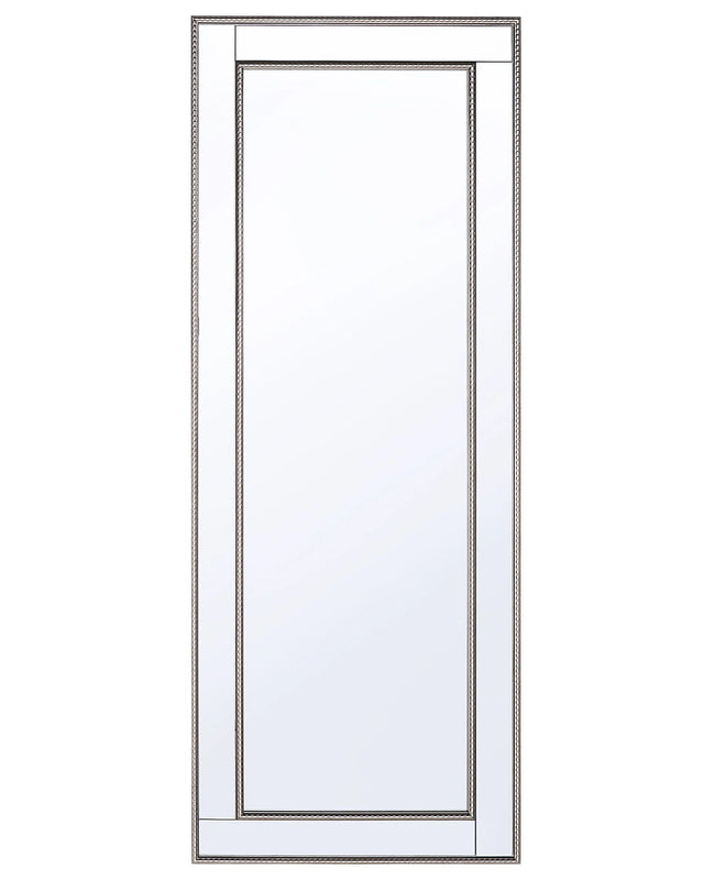 Wall Hanging Mirror Silver with Gold 50 x 130 cm Vertical Minimalistic Art Deco Bedroom Living Room Dresser Beliani