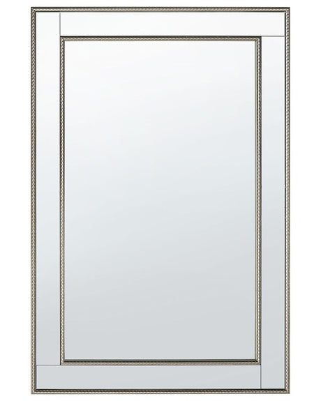 Wall Hanging Mirror Silver with Gold 60 x 90 cm Vertical Minimalistic Art Deco Bedroom Living Room Dresser Beliani