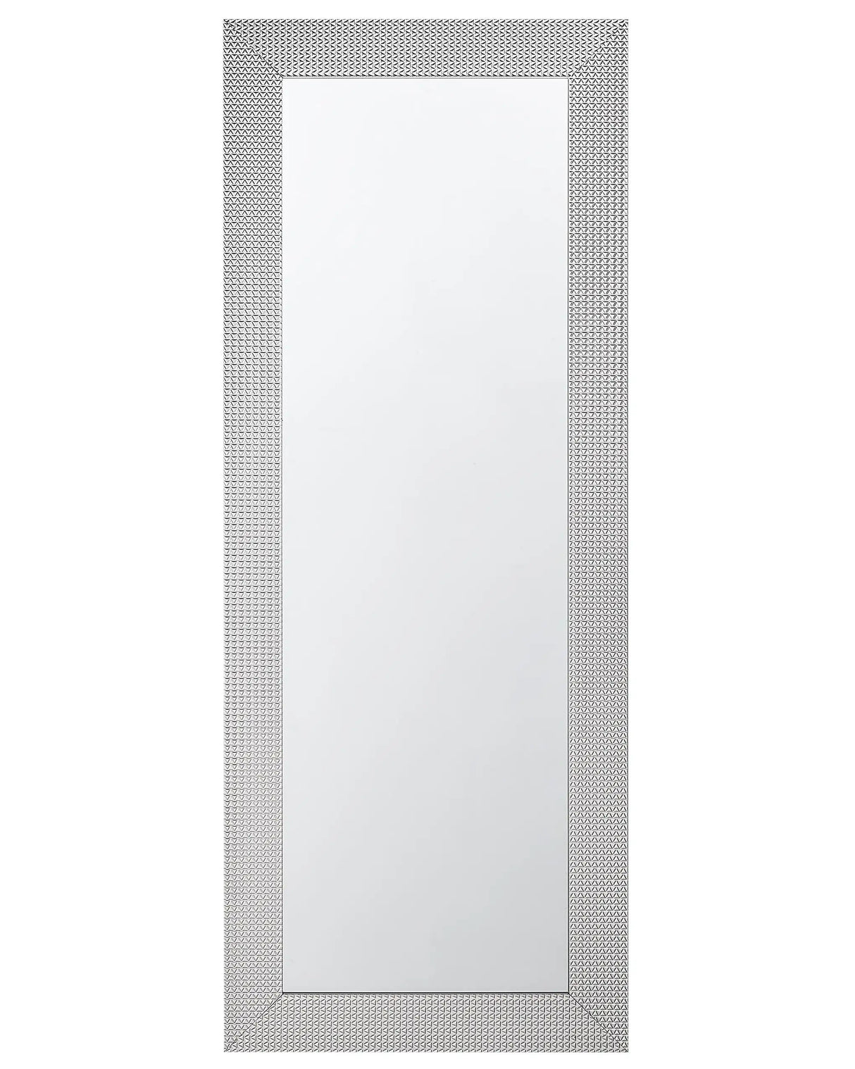 Wall-Mounted Hanging Mirror Silver 50 x 130 cm Vertical Living Room Bedroom Dresser Gesso Finish Beliani