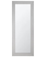 Wall-Mounted Hanging Mirror Silver 50 x 130 cm Vertical Living Room Bedroom Dresser Gesso Finish Beliani
