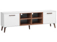 TV Stand White with Dark Wood for up to 78 TV Media Unit with 2 Cabinets Shelves Beliani