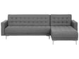 Corner Sofa Bed Light Grey Tufted Fabric Modern L-Shaped Modular 4 Seater Left Hand Chaise Longue Beliani