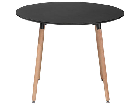 Dining Table Black Beechwood  90 cm Round Kitchen Living Room Minimalistic Beliani