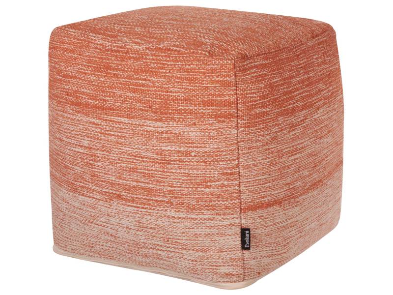 Pouffe Orange and White Cotton 3 Stripes Cube Boho Scandinavian Beliani