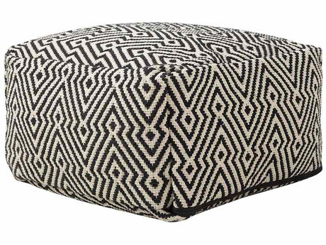 Pouffe Black and White Cotton Chevron Pattern Square Boho Modern Beliani