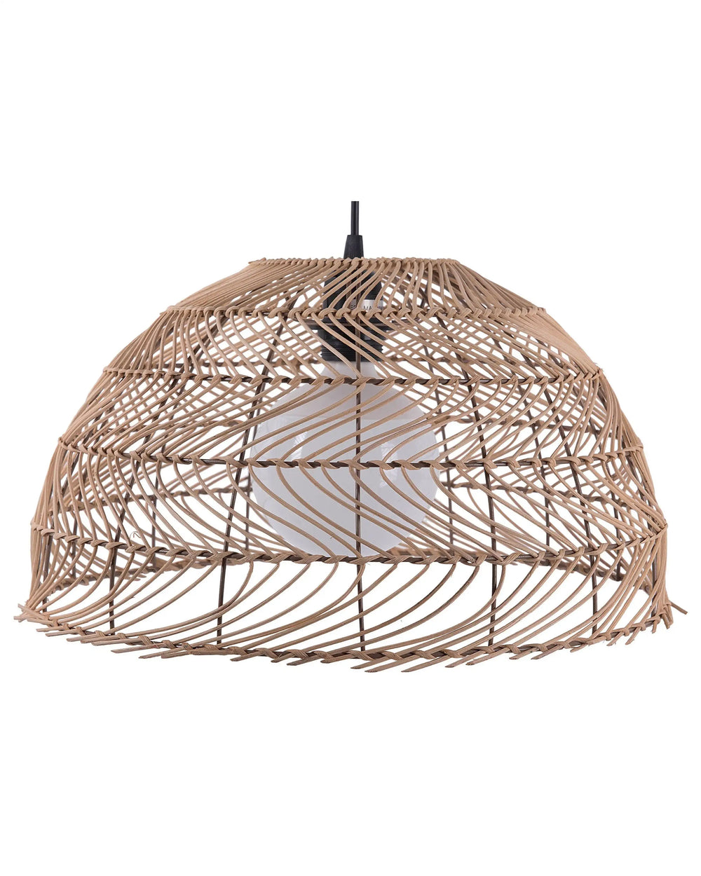 Pendant Lamp Wicker Rattan Bell Shape Hanging Light Boho Style Beliani