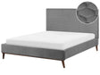 EU Super King Size Bed Grey Fabric 6ft Upholstered Frame Honeycomb Quilted Beliani