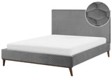 EU Super King Size Bed Grey Fabric 6ft Upholstered Frame Honeycomb Quilted Beliani
