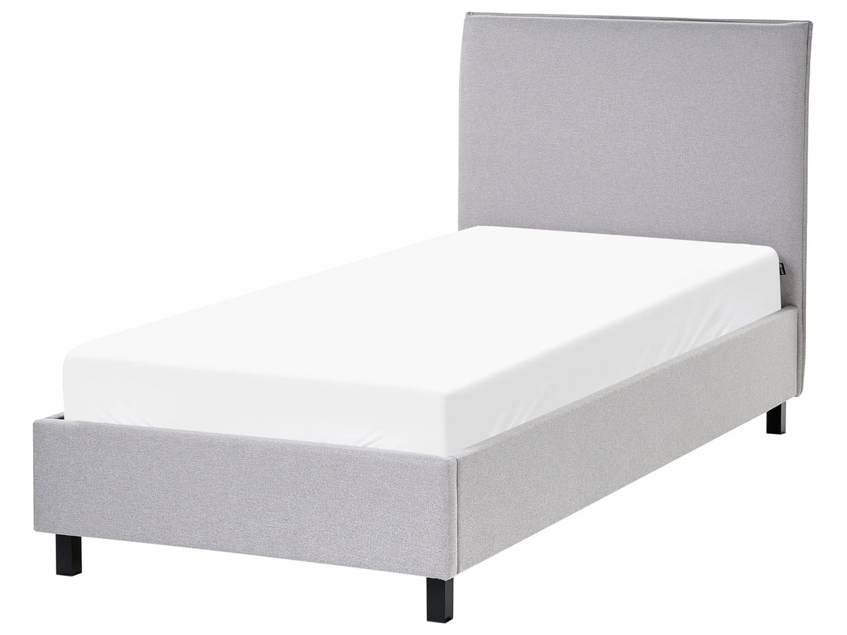 Bed Frame Grey Fabric Upholstery  EU Single Size 3ft Slatted with Headboard Minimalist Scandinavian Style Beliani