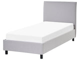 Bed Frame Grey Fabric Upholstery  EU Single Size 3ft Slatted with Headboard Minimalist Scandinavian Style Beliani