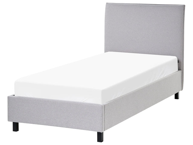 Bed Frame Grey Fabric Upholstery  EU Single Size 3ft Slatted with Headboard Minimalist Scandinavian Style Beliani