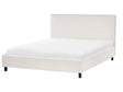 Bed Frame Beige Fabric Upholstery Wooden Legs EU King Size 5ft3 Slatted with Headboard Minimalistic Scandinavian Style Beliani