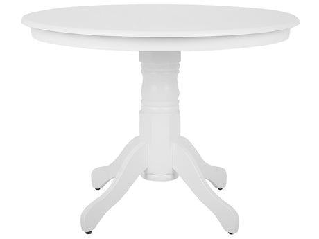 Dining Table White Rubberwood  100 cm Round Vintage Beliani