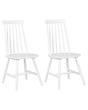 Set of 2 Dining Chairs White Solid Wood Spindle Backrest Kitchen Chair Beliani