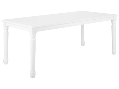 Dining Table White Rubberwood 180 x 90 cm Rectangular Vintage Beliani