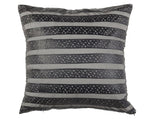 Decorative Cushion Black Faux Leather Striped 45 x 45 cm Geometric Pattern Glamour Decor Accessories Beliani