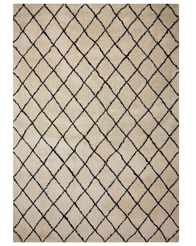 Area Rug Beige and Black 160 x 230 cm Geometric Pattern Modern Living Room Bedroom Beliani