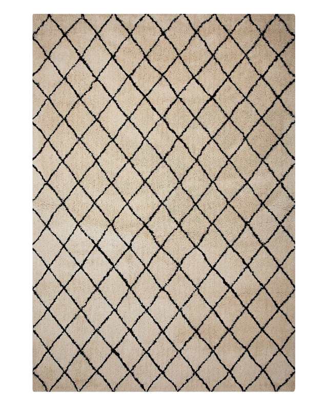 Area Rug Beige and Black 140 x 200 cm Geometric Pattern Modern Living Room Bedroom Beliani