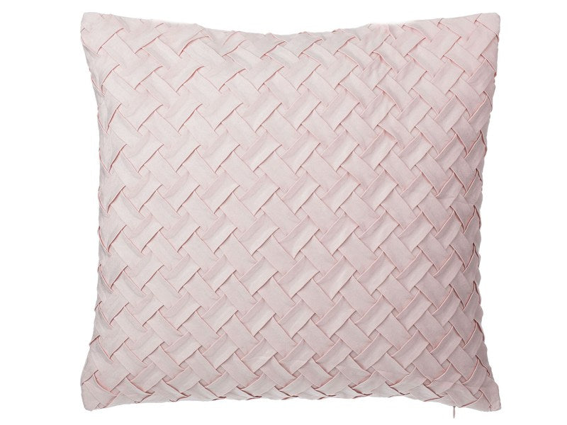 Decorative Cushion Pink Faux Suede Lattice Weave 45 x 45 cm Modern Glamour Decor Accessories Beliani