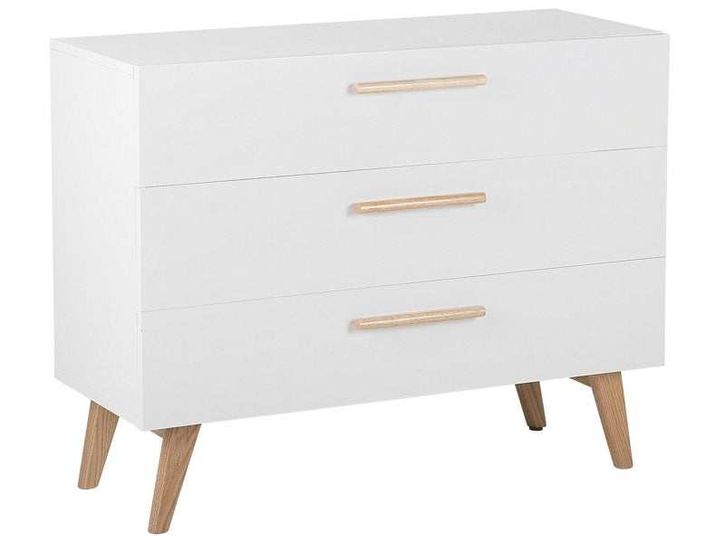 Chest of Drawers White 3 Drawers Matte Finish Scandinavian Beliani