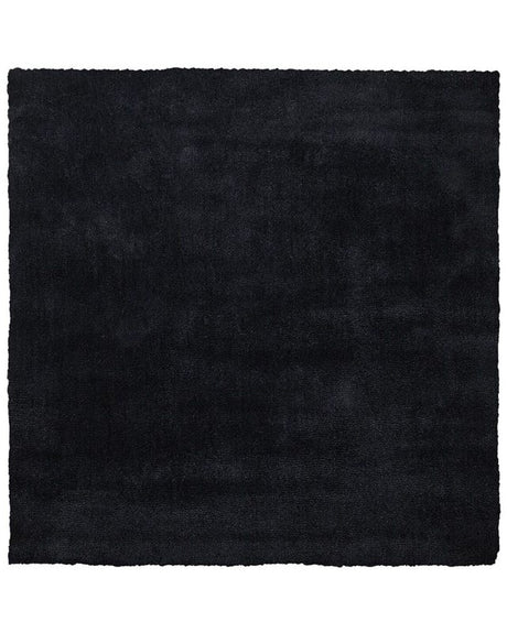 Shaggy Area Rug Black 200 x 200 cm Modern High-Pile Machine-Tufted Square Carpet Beliani