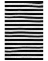 Area Rug Black White Fabric 140 x 200 cm Indoor Outdoor Stripe Pattern Modern Beliani