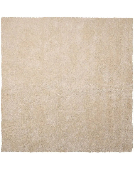 Shaggy Area Rug Beige 200 x 200 cm Modern High-Pile Machine-Tufted Square Carpet Beliani