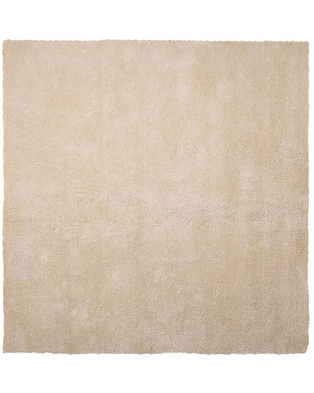 Shaggy Area Rug Beige 200 x 200 cm Modern High-Pile Machine-Tufted Square Carpet Beliani