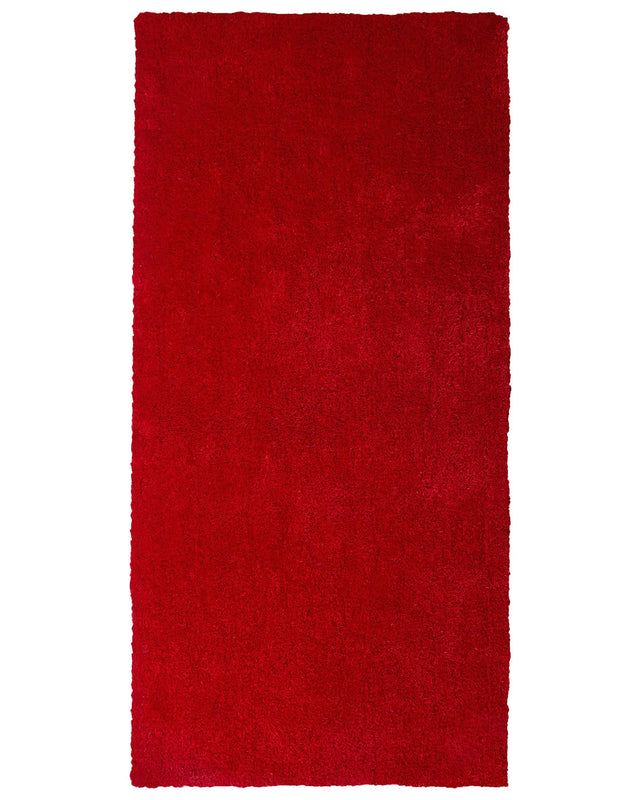Shaggy Area Rug Red 80 x 150 cm Modern High-Pile Machine-Tufted Rectangular Carpet Beliani