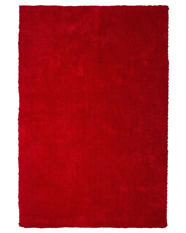 Shaggy Area Rug Red 140 x 200 cm Modern High-Pile Machine-Tufted Rectangular Carpet Beliani