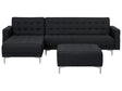 Corner Sofa Bed Graphite Grey Tufted Fabric Modern L-Shaped Modular 4 Seater with Ottoman Right Hand Chaise Longue Beliani