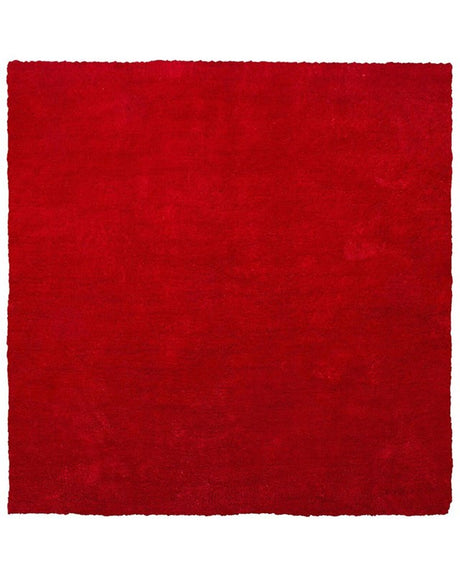 Shaggy Area Rug Red 200 x 200 cm Modern High-Pile Machine-Tufted Square Carpet Beliani